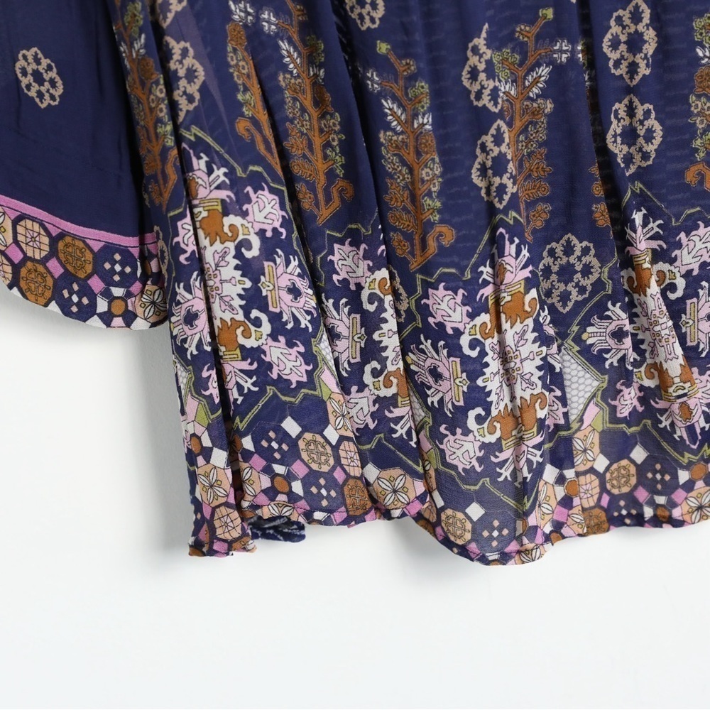 Anthropologie Floreat Rhiannon Peasant Top Bohemian Blouse Blue Embroidered S - Picture 10 of 12